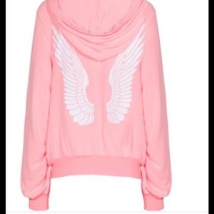 Wildfox Pink Hoodie with White Wings